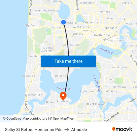 Selby St Before Herdsman Pde to Attadale map