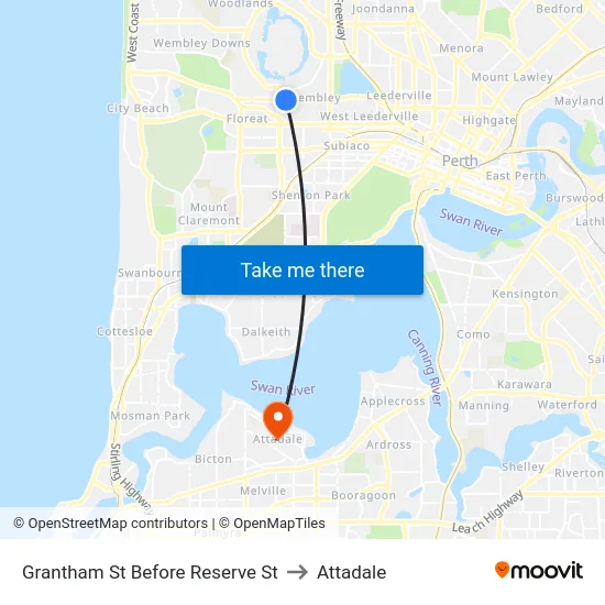 Grantham St Before Reserve St to Attadale map