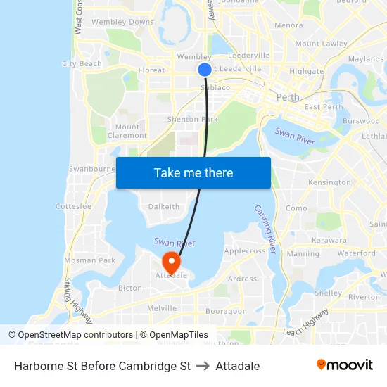 Harborne St Before Cambridge St to Attadale map