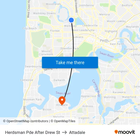 Herdsman Pde After Drew St to Attadale map