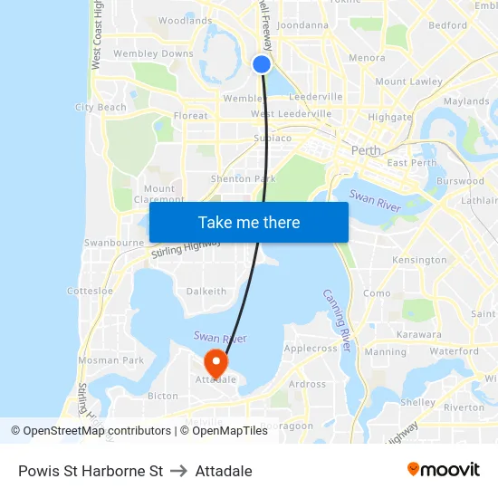 Powis St Harborne St to Attadale map