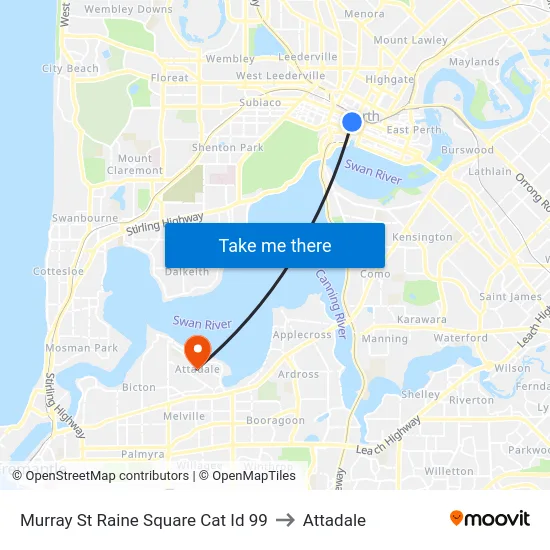 Murray St Raine Square Cat Id 99 to Attadale map