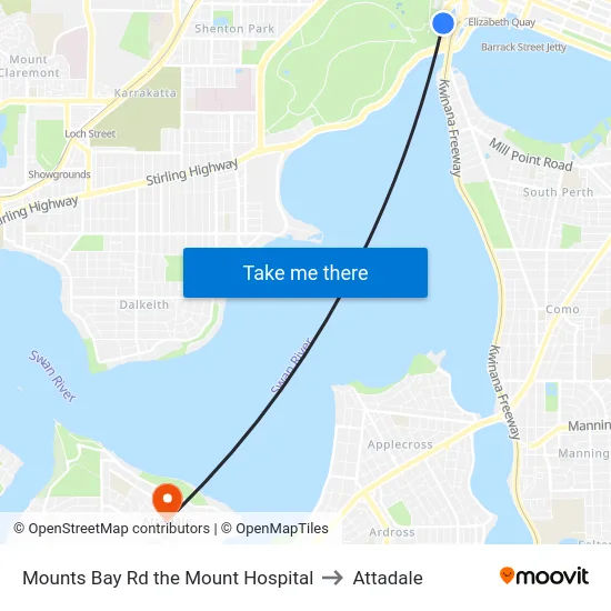Mounts Bay Rd the Mount Hospital to Attadale map
