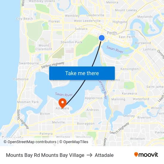 Mounts Bay Rd Mounts Bay Village to Attadale map