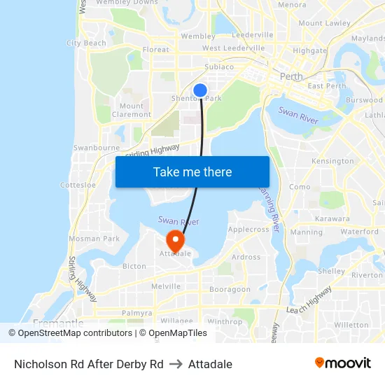 Nicholson Rd After Derby Rd to Attadale map