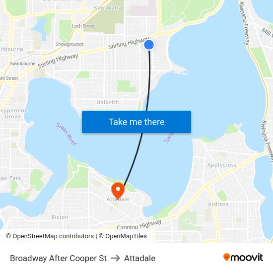 Broadway  After Cooper St to Attadale map