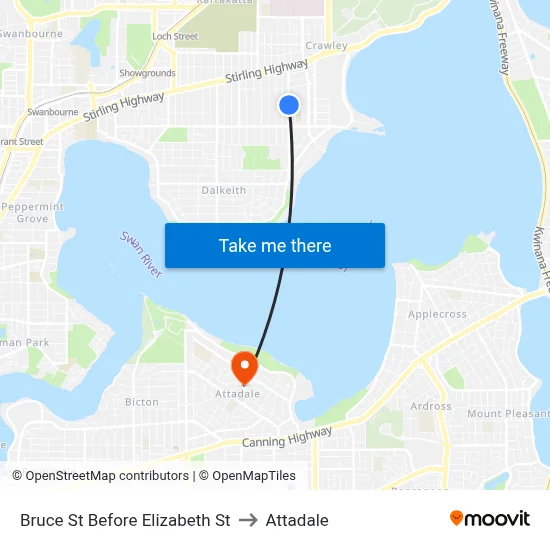 Bruce St Before Elizabeth St to Attadale map