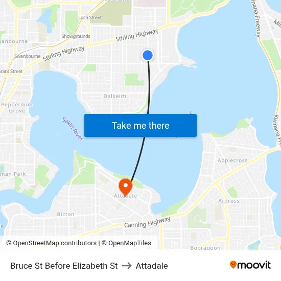 Bruce St Before Elizabeth St to Attadale map