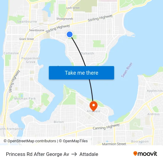 Princess Rd After George Av to Attadale map