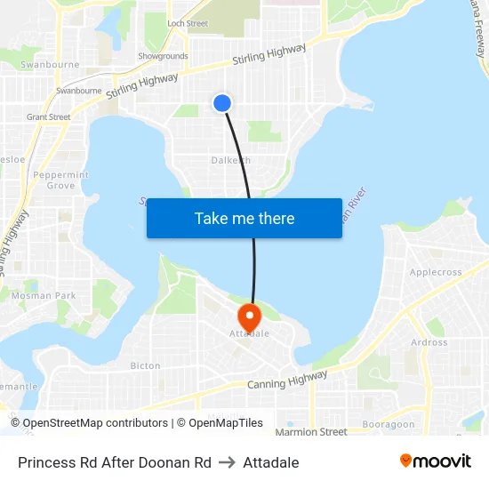 Princess Rd After Doonan Rd to Attadale map
