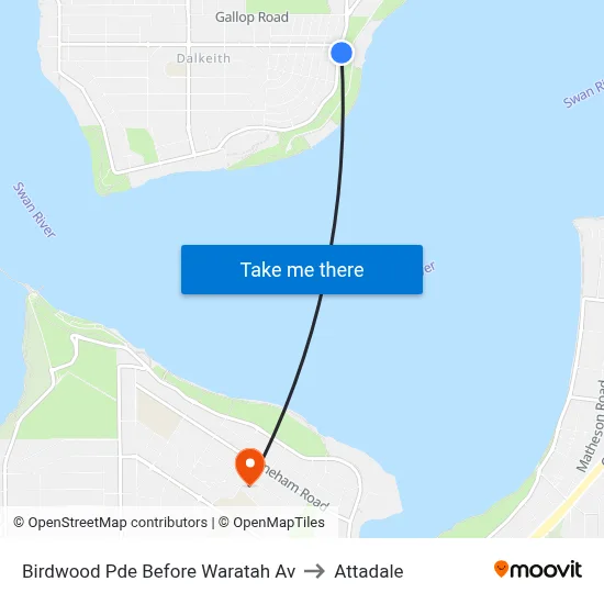 Birdwood Pde Before Waratah Av to Attadale map