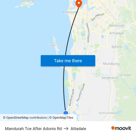 Mandurah Tce After Adonis Rd to Attadale map