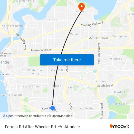 Forrest Rd After Wheeler Rd to Attadale map