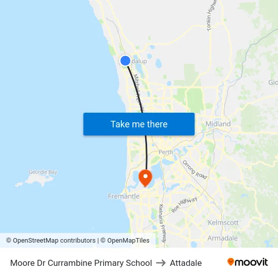 Moore Dr Currambine Primary School to Attadale map