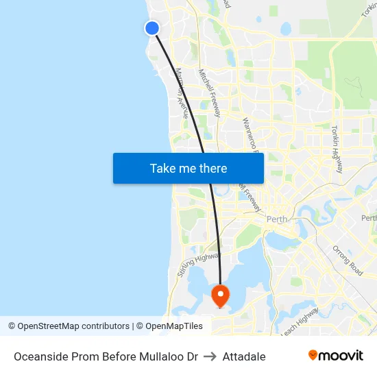 Oceanside Prom Before Mullaloo Dr to Attadale map