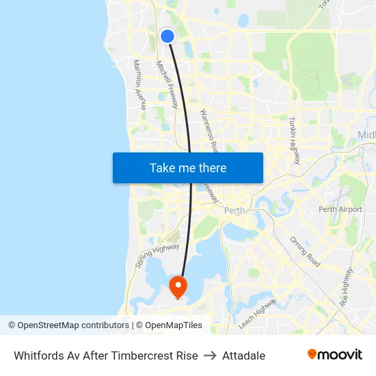 Whitfords Av After Timbercrest Rise to Attadale map