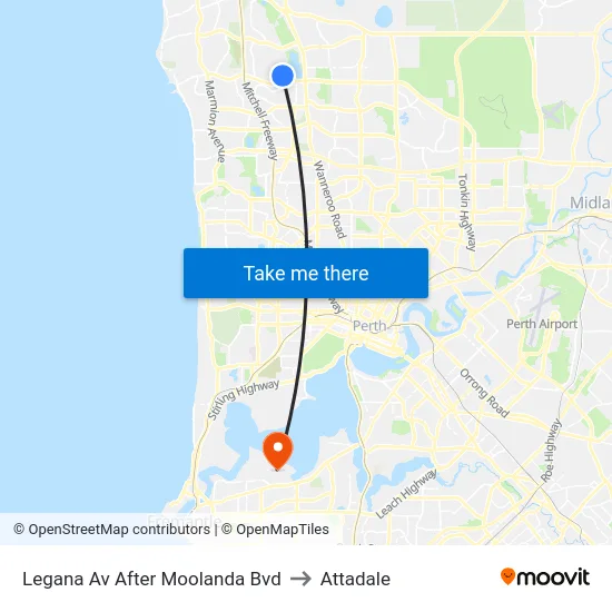 Legana Av After Moolanda Bvd to Attadale map