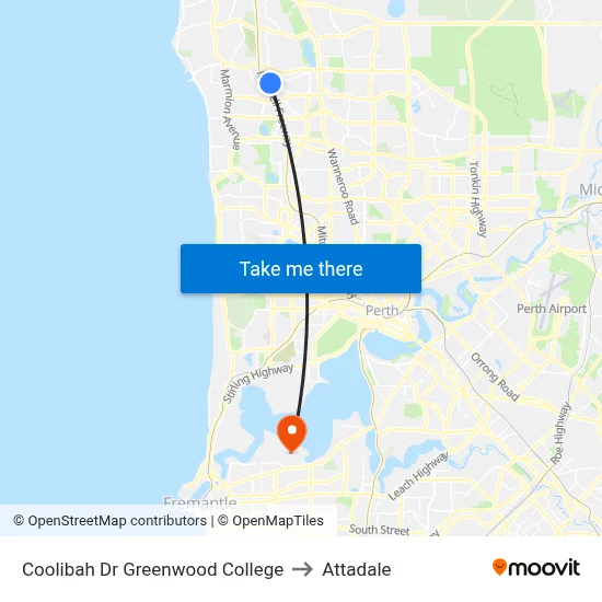 Coolibah Dr Greenwood College to Attadale map