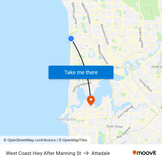 West Coast Hwy After Manning St to Attadale map