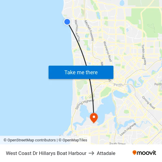 West Coast Dr Hillarys Boat Harbour to Attadale map