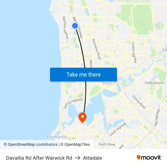 Davallia Rd After Warwick Rd to Attadale map