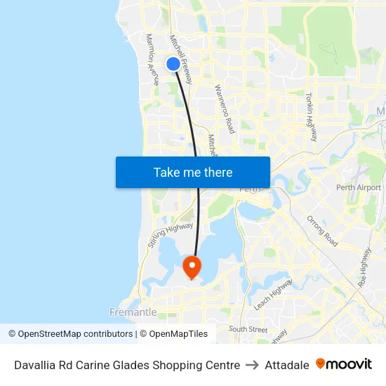 Davallia Rd Carine Glades Shopping Centre to Attadale map