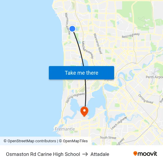 Osmaston Rd Carine High School to Attadale map