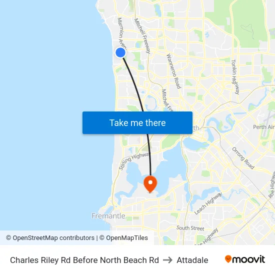 Charles Riley Rd Before North Beach Rd to Attadale map