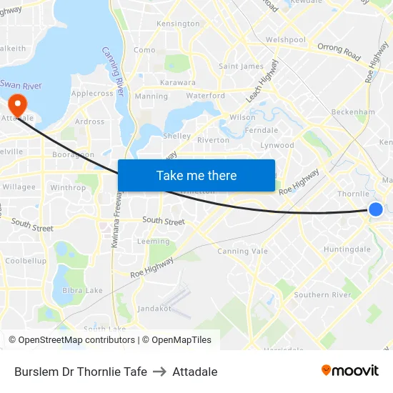 Burslem Dr Thornlie Tafe to Attadale map