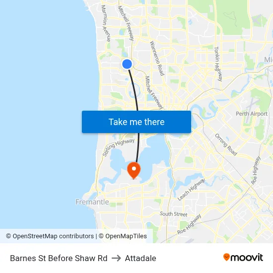 Barnes St Before Shaw Rd to Attadale map