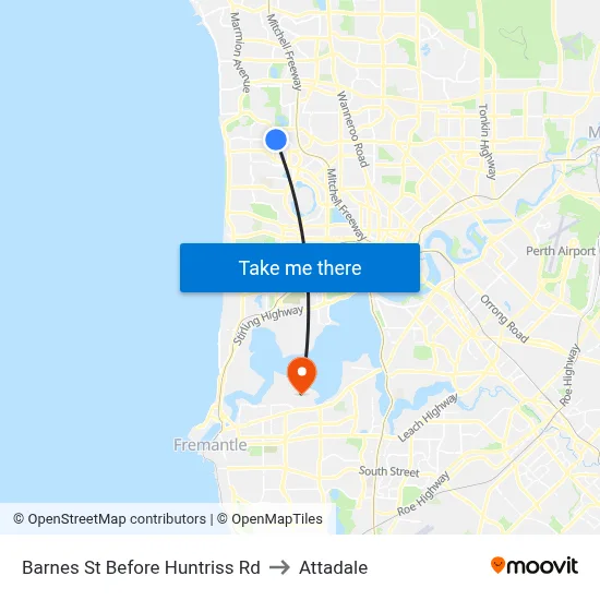 Barnes St Before Huntriss Rd to Attadale map
