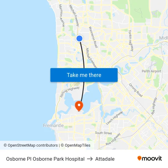 Osborne Pl Osborne Park Hospital to Attadale map