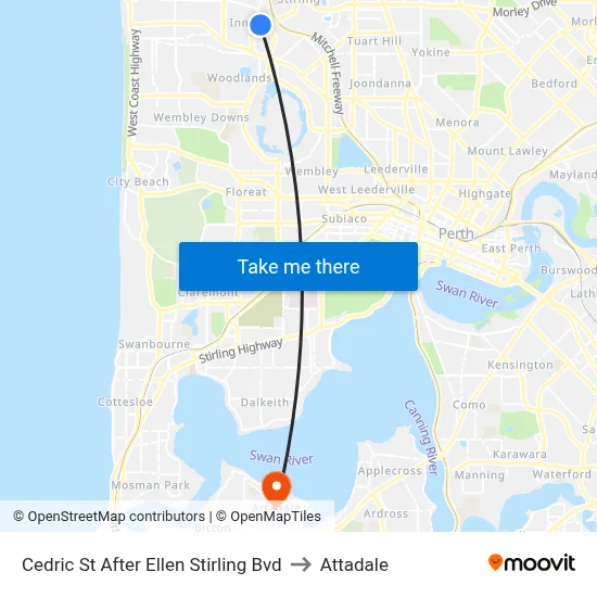 Cedric St After Ellen Stirling Bvd to Attadale map
