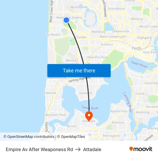 Empire Av After Weaponess Rd to Attadale map