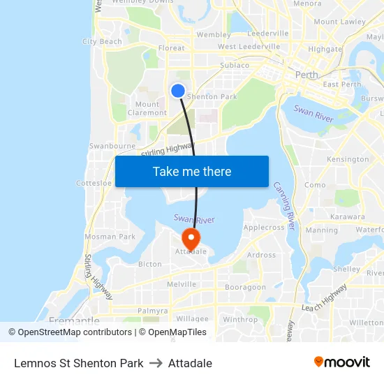 Lemnos St Shenton Park to Attadale map