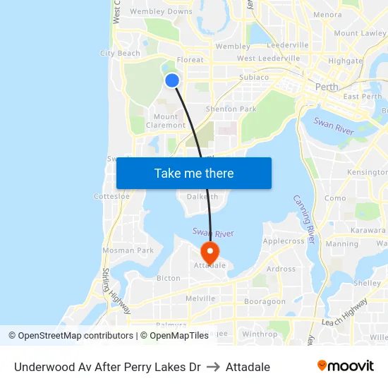Underwood Av After Perry Lakes Dr to Attadale map