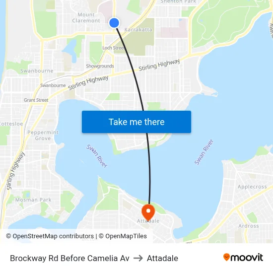 Brockway Rd Before Camelia Av to Attadale map