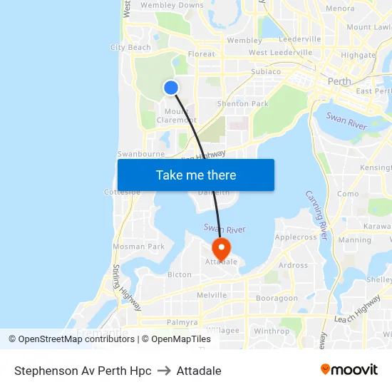 Stephenson Av Perth Hpc to Attadale map