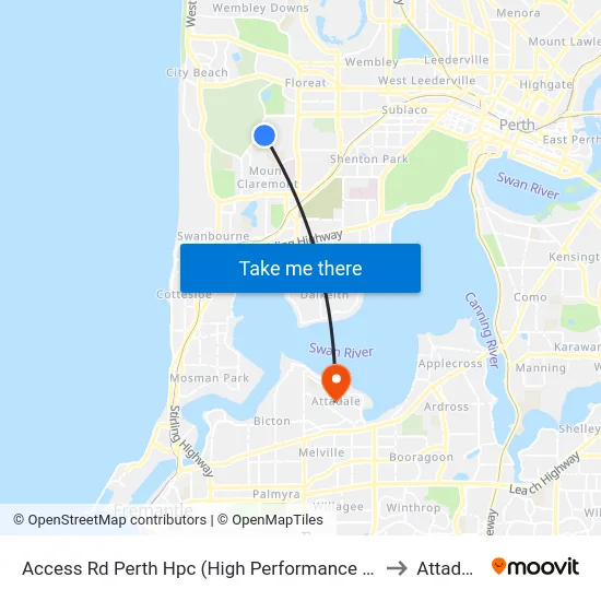 Access Rd Perth Hpc (High Performance Ctr) to Attadale map