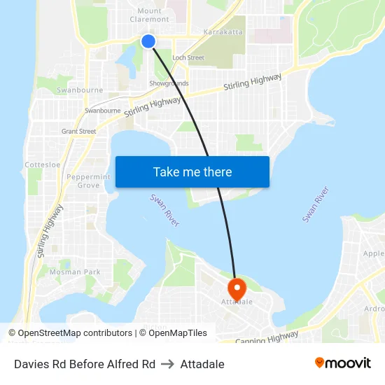 Davies Rd Before Alfred Rd to Attadale map
