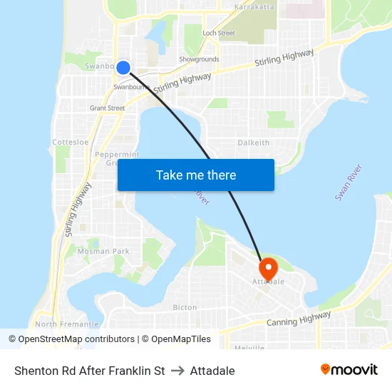 Shenton Rd After Franklin St to Attadale map
