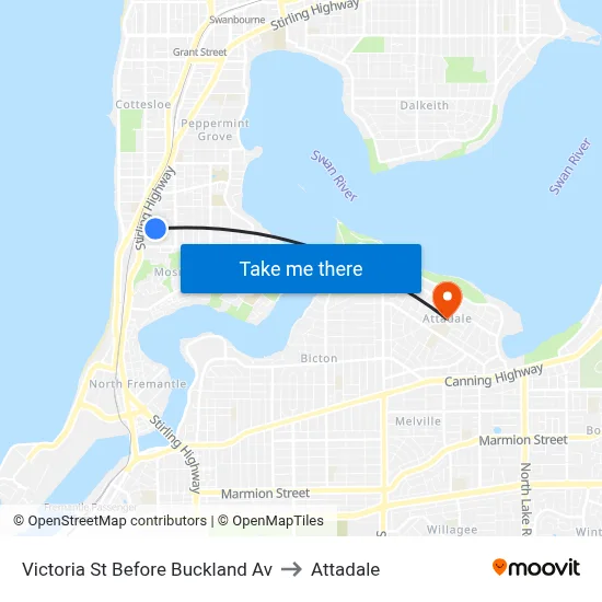 Victoria St Before Buckland Av to Attadale map