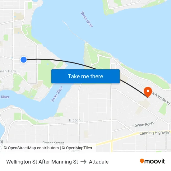 Wellington St After Manning St to Attadale map