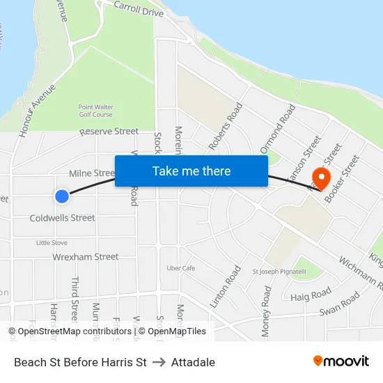 Beach St Before Harris St to Attadale map