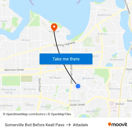 Somerville Bvd Before Keall Pass to Attadale map