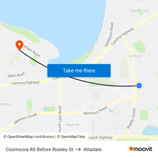 Coomoora Rd Before Riseley St to Attadale map