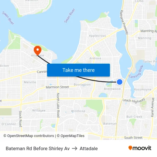 Bateman Rd Before Shirley Av to Attadale map