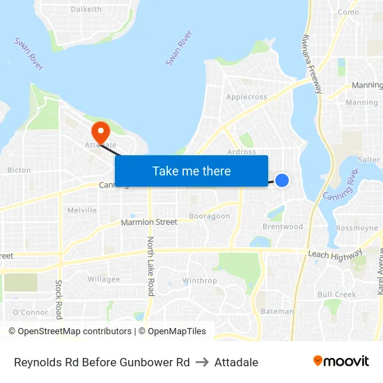Reynolds Rd Before Gunbower Rd to Attadale map