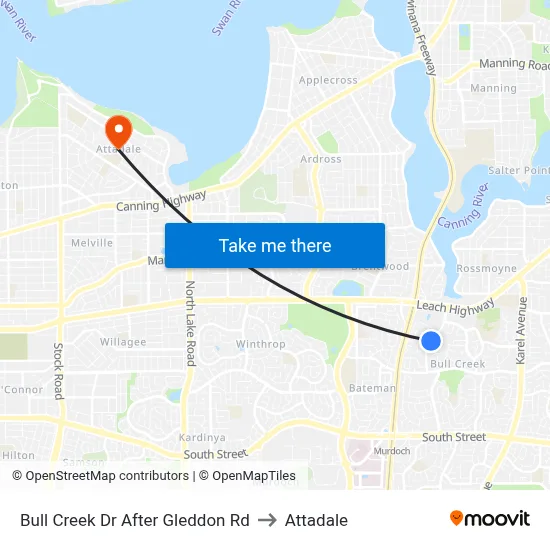 Bull Creek Dr After Gleddon Rd to Attadale map
