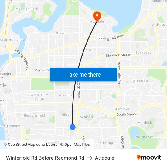 Winterfold Rd Before Redmond Rd to Attadale map